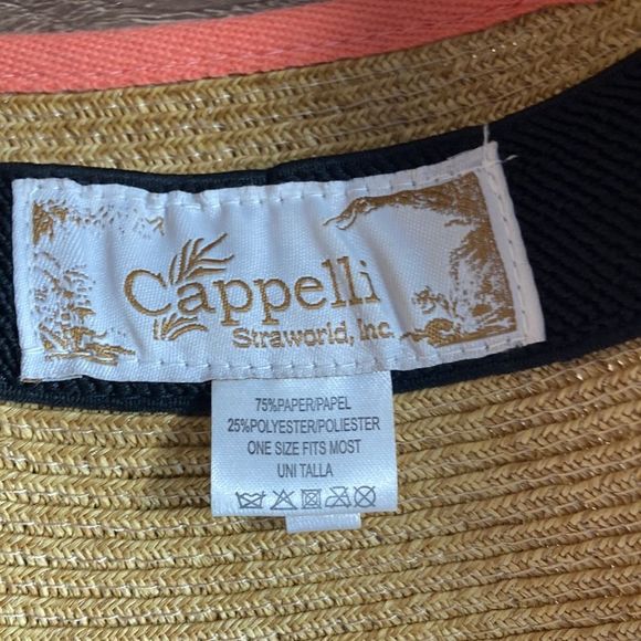 Womens Cappelli Straworld Wide Brim Visor Hat OS with Peach trimming - Picture 7 of 9